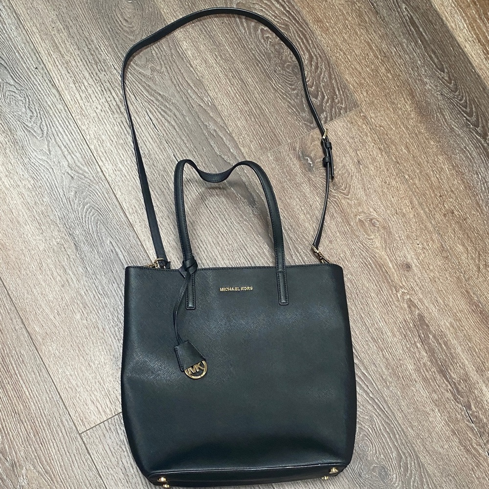 Michael Kors Black Tote with Gold Accents